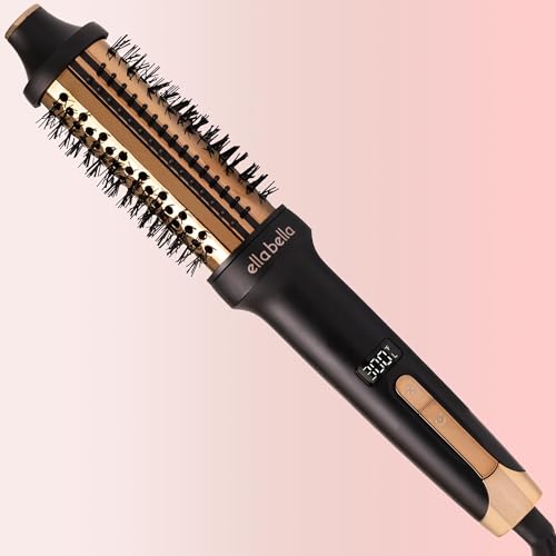 ELLA BELLAÂ® Heated Round Thermal Blowout Brush â€¢ Negative ION Plasma Thermal Hot Hair Brush â€¢ Volumizer Styler & Curler in 1 â€¢ Fast HeatUp â€¢ Dual Voltage International Use â€¢ Swivel Cord, Auto ShutOff