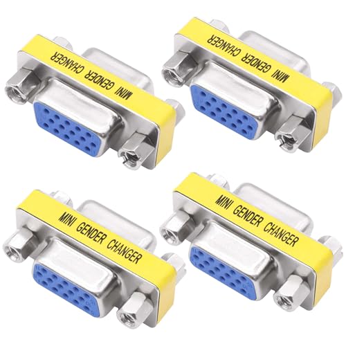 YARCHONN DB15 VGA Gender Changer Coupler 15 Pin Solderless Conector Adapter Female to Female D-SUB HD 15 pin Serial Cable Coupler for PC Monitors Projectors -4pcs (Female to Female)