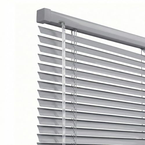 1 Aluminum Mini Blinds Cordless Venetian Blinds for Windows, Light Filtering No Drill Blinds, Privacy Horizontal Window Blinds & Shades for Home Office 16 32 46 54 62 70(Silver-Gray)