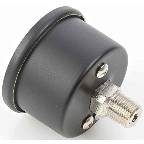 Jegs Fuel Pressure Gauge | 1.5” Diameter | Liquid Filled | 0-15 Psi | Carbon Fiber-Look Dial | 1/8 “ Npt Male Fitting | After Dark Series Black Case & Bezel #TOP1