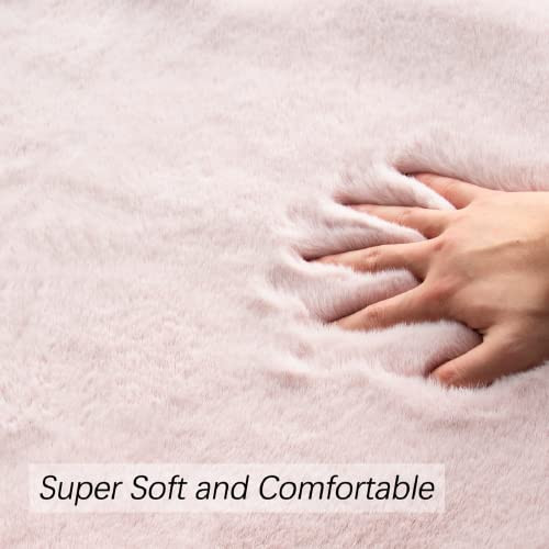 Pink Fuzzy Faux Washable Fluffy Fur Area Rugs for Living Room Cute Small Furry Rugs for Bedroom Kids Rug 2x3 Rug Girls Nursery Rug Rectange Rugs