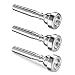 Trumpet Mouthpiece 3C 5C 7C (3 Pack) with Box and Microfiber Cleaning Cloth Compatible with Yamaha Bach Conn King Replacement Musical Instruments Accessories, Silver Plate