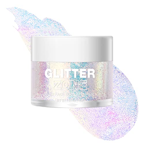 Holographic Body Glitter Gel, Ultra Fine Glitter Gel For Face, Hair, Body, Nail, Eyeshadow, Long Lasting Waterproof Laser Glitter Gel Festival Party Rave Accessories For Women, 1.35 Oz (#2 Pink) #TOP20