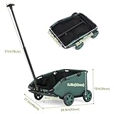Mini-Hundewagen für Mini-Haustiere, faltbarer multifunktionaler Einkaufswagen mit ausziehbarem Ziehgriff, Doggie Wagon eingebautem Kissen und Sicherheitsseil mit Aufbewahrungstasche (Dunkelgrün)