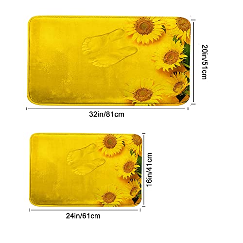 Britimes Sunflower Yellow Bathroom Rug Mat Set Of 2,Washable Cover Floor Rug Carpets Floor Bath Mat Bathroom Decorations 16X24 And 20X32 Inches #TOP2