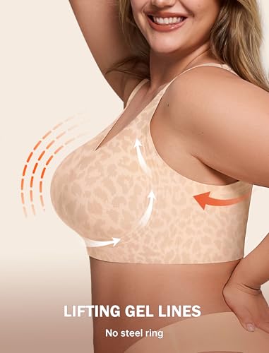 Image of LetsJoli Bras for Women Supportive Wireless Push Up Bra Full Coverage No Underwire Seamless Plus Size for Older Women
