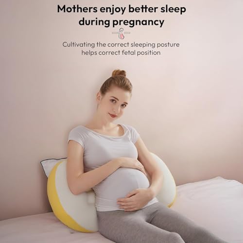 Image of StarAndDaisy Baby Pregnancy Pillow for Women | Maternity Pillow for Pregnancy Sleeping with Cuddle Pillow with Belly Support Adjustable Butterfly Design (Momcare Yellow)