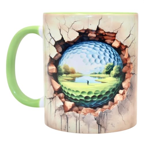 Shopi Zone Keramiktasse mit Golfmotiv in 3D-Effekt – ideal für Golfliebhaber und Natur