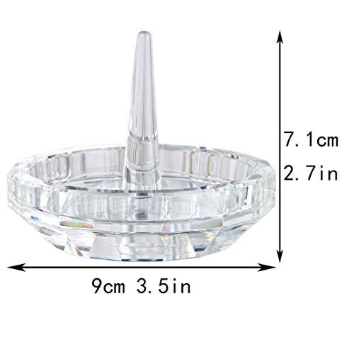 Image of Clear Crystal Ring Holder Dish Wedding Jewelry Tray Vanity Decor