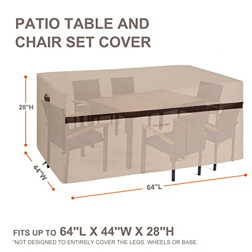 Patioasis 64''L X 44''W X 28''H Rectangle Patio Furniture Cover Waterproof Snowproof Anti-Fading 600D Oxford Outdoor 3-5 Piece Chairs And Table Cover #TOP2