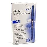 Pentel R.S.V.P. RT Colors New Retractable Ballpoint Pen, Medium Line, Blue Barrel, Blue Ink, Box of 12 (BK93CRC-C)