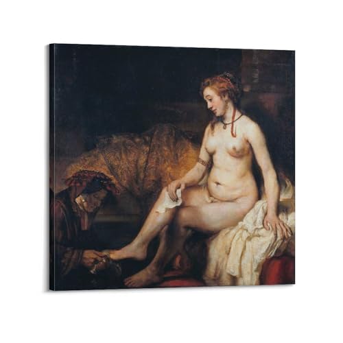 Rembrandt Van Rijn Bathsheba at Her Bath tableau déco toile moderne chambre 50 x 50 cm