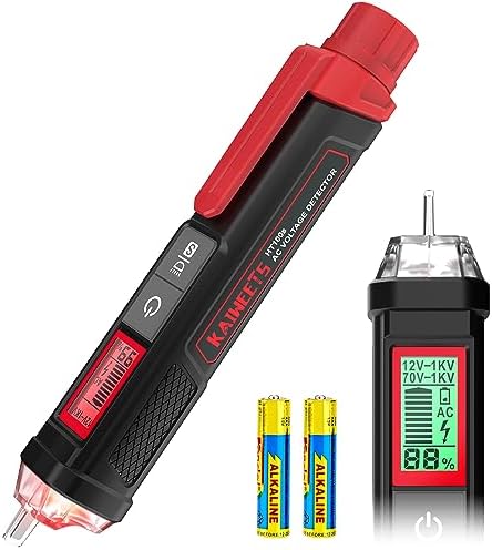 KAIWEETS 検電器 12-1000V AC / 70-1000V AC感度調節 検電ドライバー ペン型 LED懐中電灯付き パーセント表示 通電チェッカー 非接触電圧検出