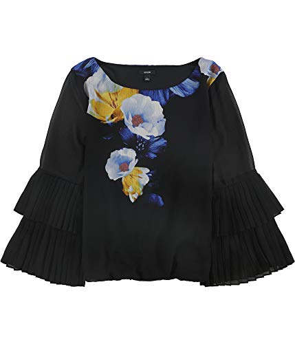 Alfani Womens Pleat Sleeve Pullover Blouse, Black, Medium #TOP21