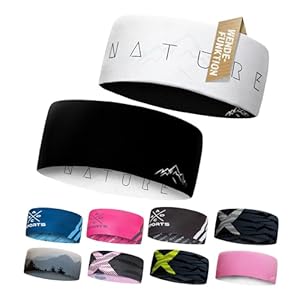 Atmungsaktives Sport Stirnband Damen & Herren - schnelltrocknendes Kopfband zum Wenden - leichtes & elastisches Haarband, winddichtes Schweißband Stirn (schwarz/weiß)