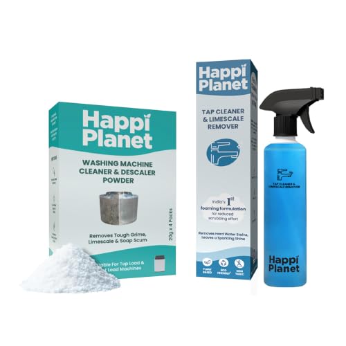 Image of Happi Planet | Tap Cleaner (India's No. 1 Foaming Formulation for Reduced Scrubbing Effort) & Washing Machine Cleaning Powder (Removes Limescale, Dirt & Soap Scum) | non-toxic | All Purpose Cleaner