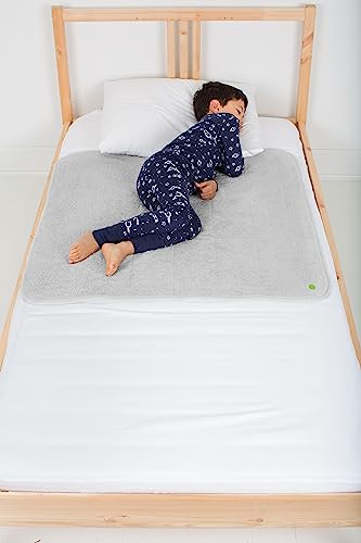 PeapodMats Bedwetting & Incontinence Waterproof Bed Mat - Reusable Underpad. Secure Placement & Breathable. Washable. Enviro Friendly 3x3 (Light Gray) Mattress Protector & Pee Pad for Kids & Adults
