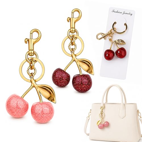 Porte-clés en forme de cerise pour femme : le lot de 2 breloques en résine idéal à offrir