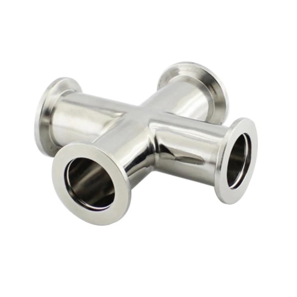 UGLYAF KF16 KF25 KF40 KF50 Vacuum Four-way Fittings 304 Stainless Steel Equal Diameter Flange Four-way Fittings(KF25)