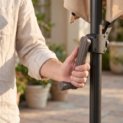 Image of Housoutil Patio Umbrella Crank Replacement Handle, Universal 8mm / 0.31'' Square Connector Cantilever Umbrella Crank Replacement, Outdoor Sunshade Parts, Offset Pole Accessory- Abs Plastic & Metal