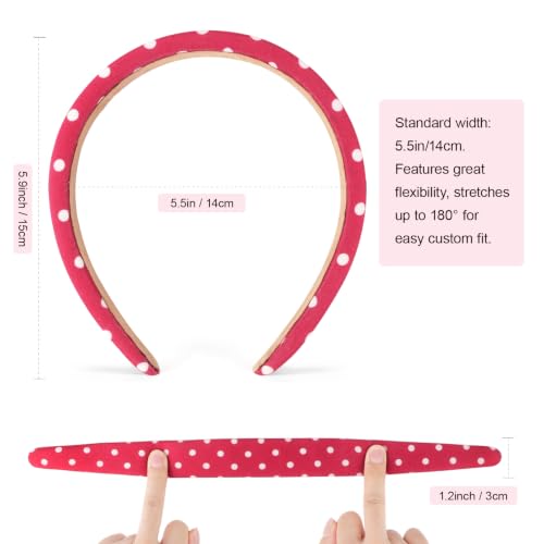 Image of DRESHOW 4 Pcs Polka Dot Headbands for Women Girls Non Slip Wide Headbands Turban Vintage Boho Head Bands Fashion Head Wraps Hoop Hair Accessories