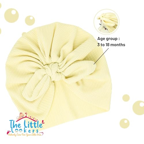 Image of THE LITTLE LOOKERS Turban Cap | Turban Knot Bow Cap | Turban Cap for New Born Kids | Cap for Baby Girl |Cap for Baby Boy | Baby Flower Turban Cap