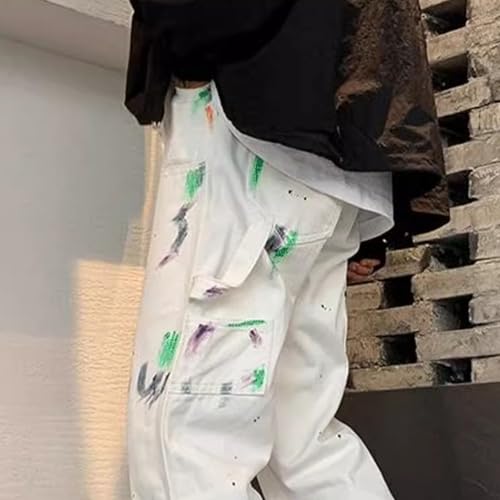 Mens Print Denim Work Pants Classic Regular-fit Pockets Jean Slim Fit Straight Cargo Jeans Pant3