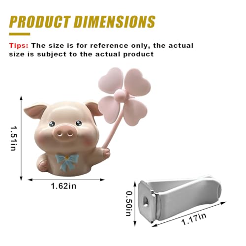 Image of Cute Pig Car Air Vent Clips, Rotating Windmill Car Air Conditioner Outlet Clip, Animal Car Dashboard Air Vent Trim Clip, Auto Interior Decoration Accessories (Pig)