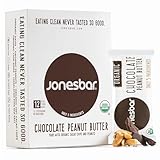 JONESBAR (Chocolate Peanut Butter, 12 Count (Pack of 1)), USDA Organic Fruit & Nut Bar, Non-GMO, Kosher, Vegan, Gluten Free, Simple Snack Bar