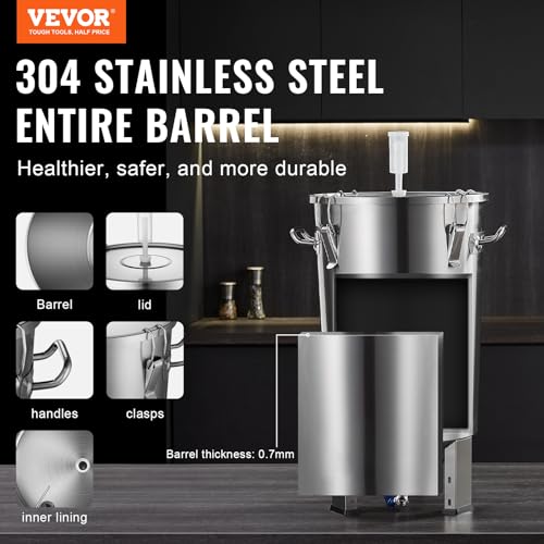 Image of VEVOR Fermentation tank 8 Gallon Stainless Steel Beer Brew Fermentor Brew Bucket Fermentor for Home Brewing with Conical Base Brewing Equipment