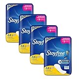 Stayfree Ultra Thin Regular Pads For Women, Wingless, Reliable Protection and Absorbency of Feminine Moisture, Leaks and Periods, 44 count - Pack of 4