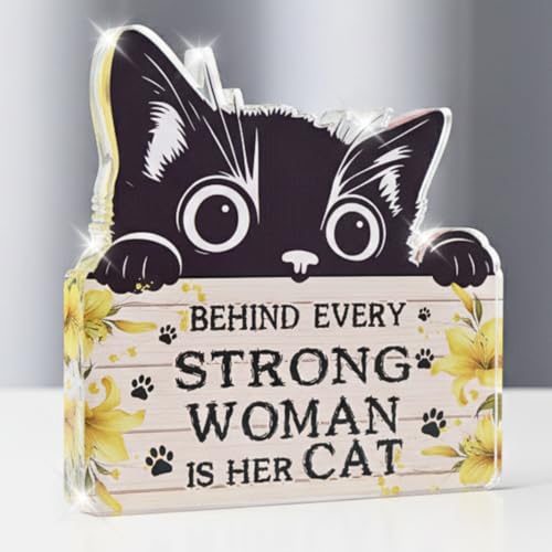 Acrylic Inspirational Cat Mom Sign Decor