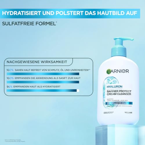 Garnier Hyaluron Barrier Protect Cream Cleanser: Sanfte Gesichtsreinigung mit Hyaluronsäure, Aloe Vera & Glycerin ohne Austrocknen… – Ansicht 9