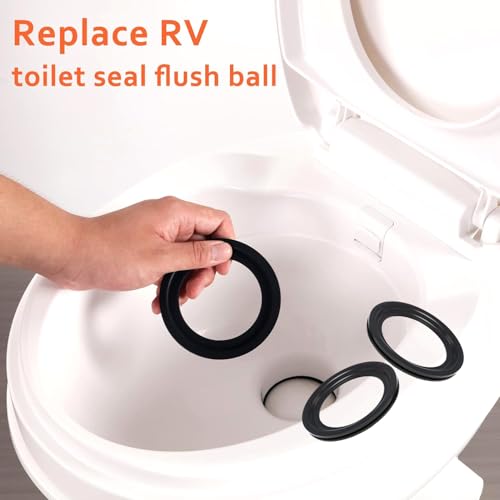 Image of RV 385311658 RV Toilet Flush Ball Seal Replacement RV Accessories Flush Ball Gaskets for Dometi 300 /310 /320 Toilet Seal Gasket Kit, R-V Toilets - Ideal Flush Ball Gaskets2-Pack, VR003