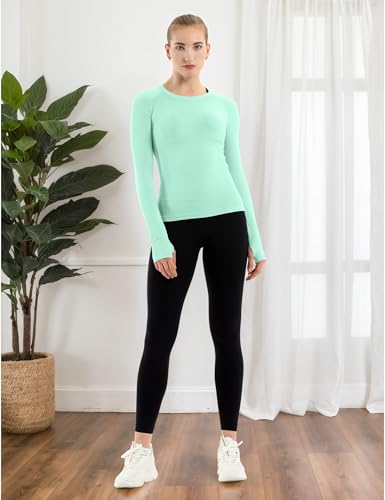Image of MathCat Seamless Workout Shirts for Women Long Sleeve Yoga Tops Sports Running Shirt Breathable Athletic Top Slim Fit XS-XL