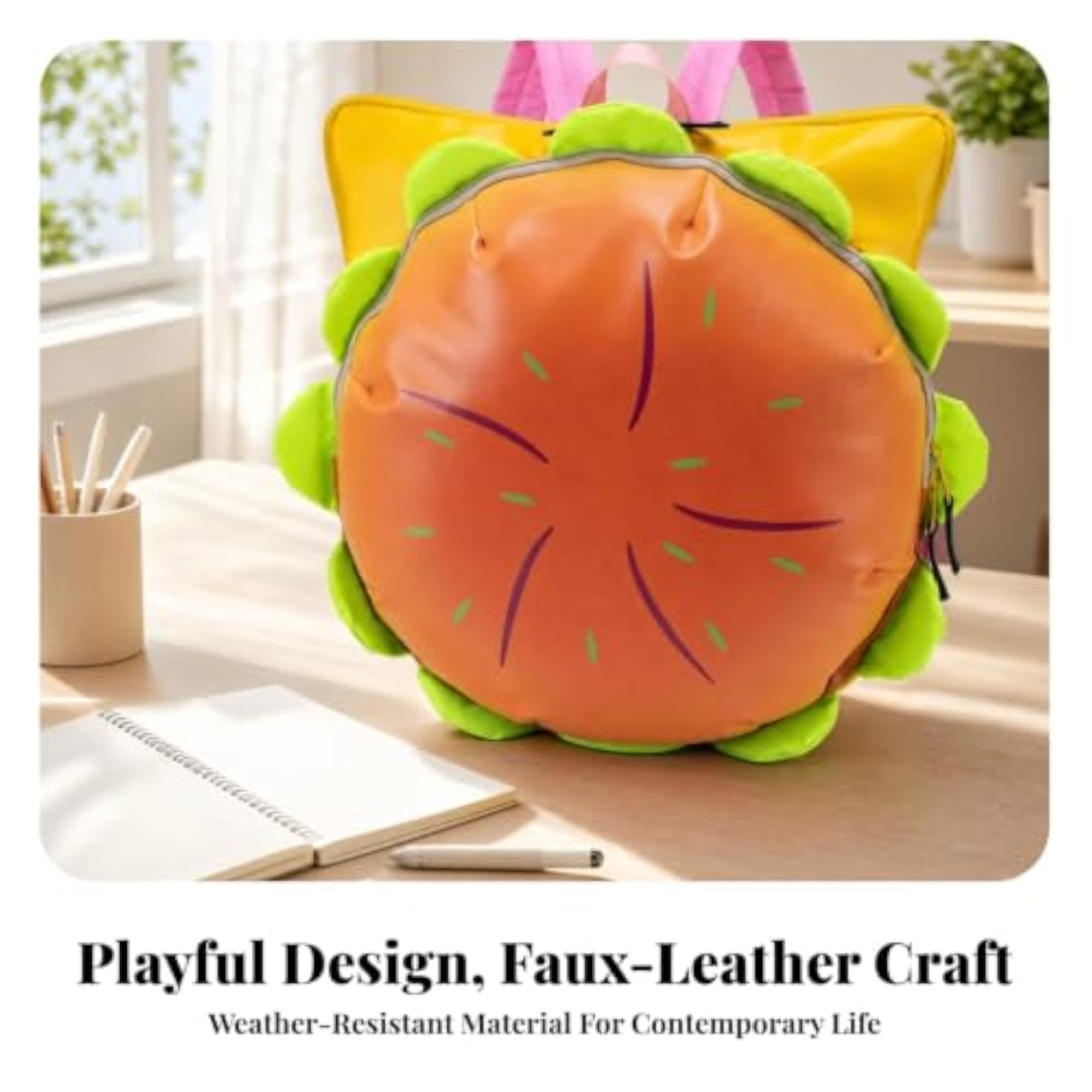 Playful Burger Backpack, Casual Hamburger Daypack