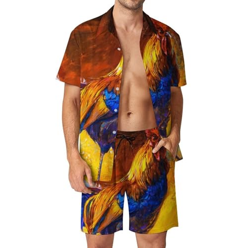 Pantalon de Plage Ensemble Chemise et Short Hawaïen pour des Vacances aux Tropiques Taille S