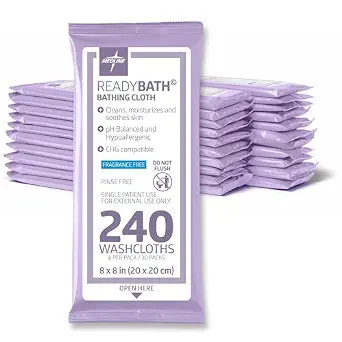 Medline ReadyBath Adult Bath Wipes, Unscented, 240 Wipes