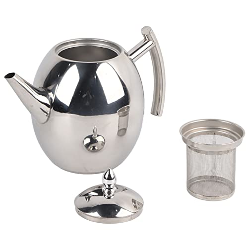 Tetera de acero inoxidable con infusor, tetera de 1 litro/1,5 litros Tetera grande de metal Hervidor de agua Hervidor de té Cafetera con filtro de té extraíble para el hogar Hotel Restaurante(1.5L)