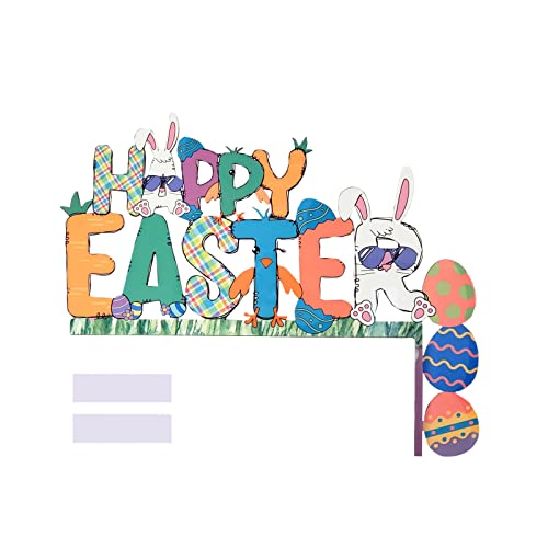 ハッピーイースター 木製 ドア コーナー ドア フレーム 装飾 ウォールステッカー 休日の装飾 イースター ドア フレーム 装飾 イースター ドア フレーム 装飾 ウサギ ドア コーナー 装飾 ぬいぐるみ 収納 (Pink, One Size)