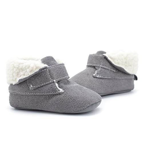 Unisex Baby Toddler Faux-F𝐮r-Lined Booties Soft Sole Non Slip Plus Velvet Winter Boots for Babies Casual Dress Shoes3