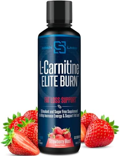 Siren Labs L-Carnitine Elite Burn Liquid Keto Fat Burner and Metabolism Activator – Fat Loss Support Keto Friendly Weight Loss Increase Energy – Stimulant Free – Strawberry Blast 3000mg (32 Servings)