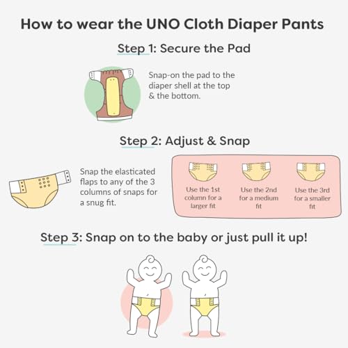 Image of SuperBottoms UNO Pull-up Pant Style Diaper | Cloth Diaper for Babies | Reusable, No Tapes, Easy to Wear, Designed for Active Little Ones | 3M - 3Y | Disposable Liners (Pack of 5)