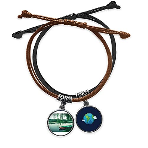 Pulsera de cuero tierra con grabado de alta definición botánica sauce