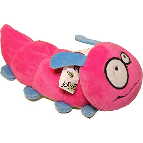 goDog Bugs Caterpillar with Chew Guard Technology Plush Squeaker Dog Toy, Pink, Small