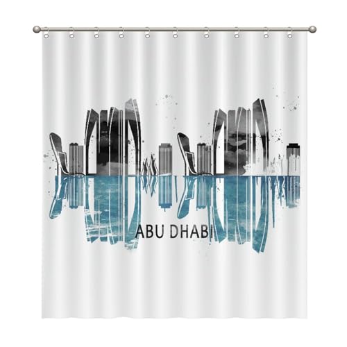 Yinrune Abu Dhabi Skyline Shower Curtain 66x72in