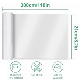 Door Protector from Dog Scratching 118" x 8.2" Cat Scratch Door Frame Single Side Adhesive Protector Anti Dog Scratch Door Guard for Dogs Clear CHUANGSEED