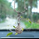 TECHPLUS Skeleton Car Rear View Mirror Hanging Charm - Aromatherapy Pendant Car Accessories,Skull Ornament Essential Oil Diffuser, for Halloween&Daily Use