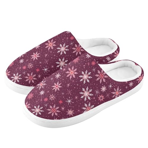 Fuzzy Memory Foam Slippers for Women/Men Snowflakes Pattern Fluffy Winter House Shoes Indoor and Outdoor4
