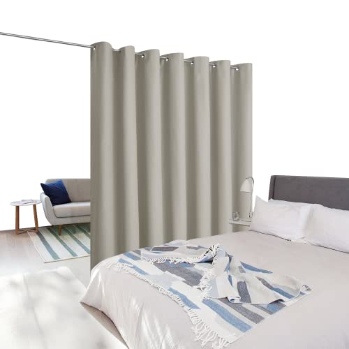 Image of NICETOWN Privacy Room Divider Curtain Screen Partitions, Closet Door Curtain Vertical Blind for Sling Door, Blackout Window Privacy Blinds for Patio (Natural, Single Panel, 10ft Tall x 8.3ft Wide)
